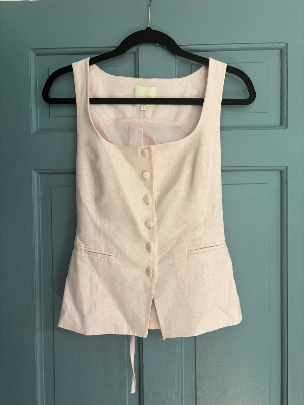Parker Pale Pink Sleeveless Button-Front Top